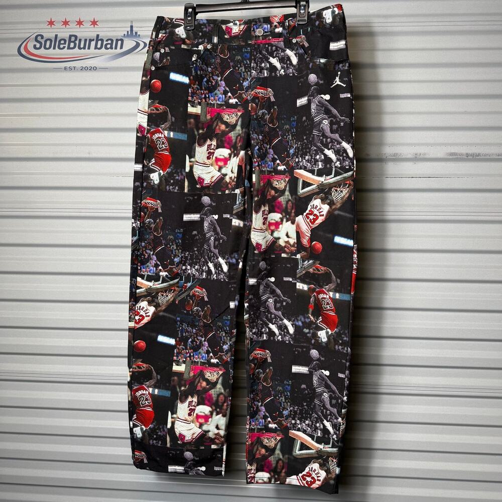Jordan Flight All Over Print Woven Pants Men's Size 34 IQ5238-010 NWT $120 MSRP